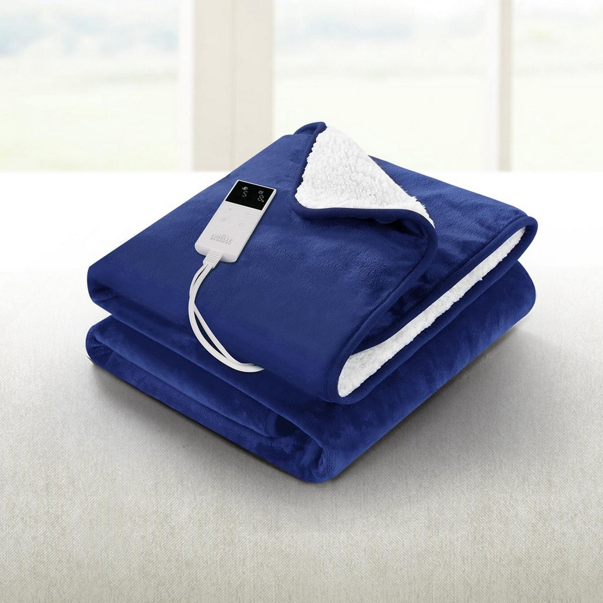 Giselle Home & Garden > Bedding > Blankets & Throws Giselle Electric Throw Rug Heated Blanket Washable Snuggle Flannel Winter Navy