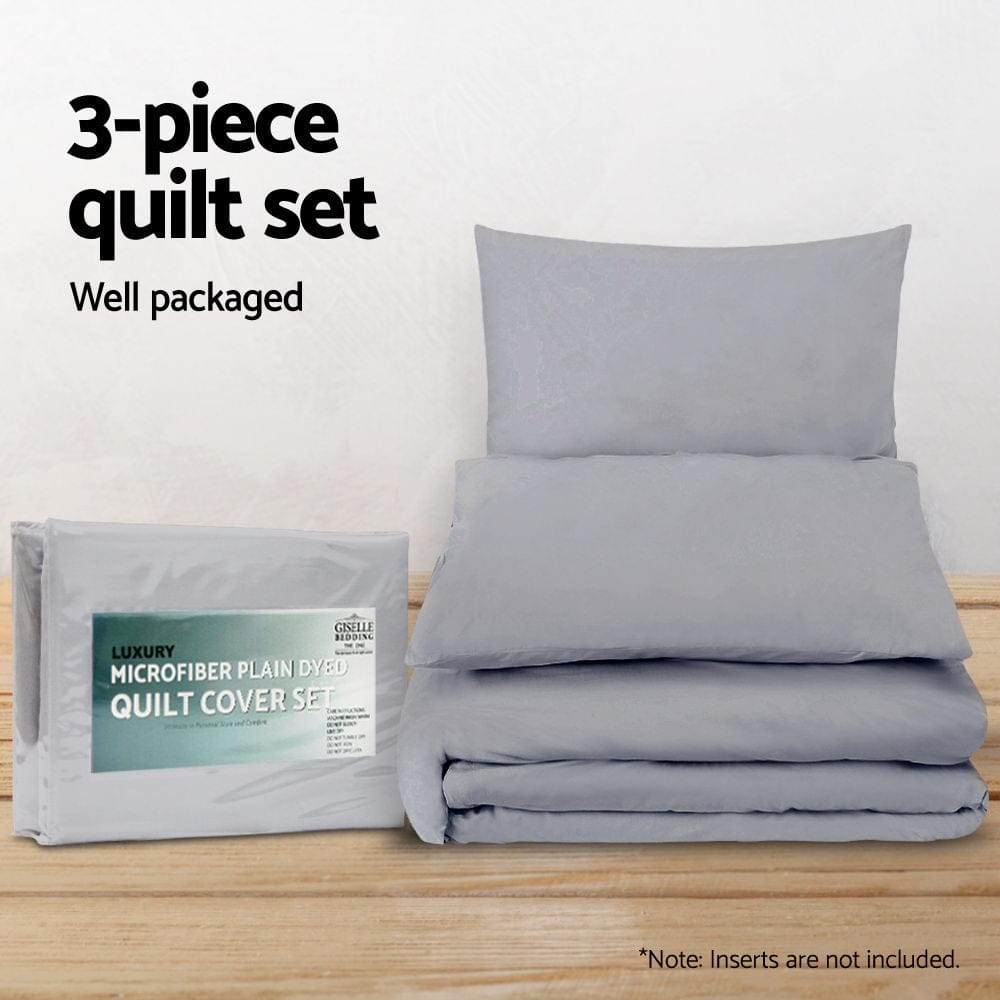 Giselle Home & Garden > Bedding > Duvet Covers Giselle Bedding Quilt Cover Set Classic Grey Queen