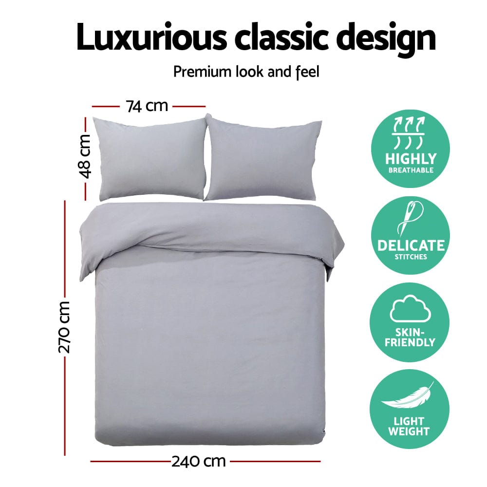 Giselle Home & Garden > Bedding > Duvet Covers Giselle Bedding Quilt Cover Set Classic Grey Super King