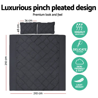 Giselle Home & Garden > Bedding > Duvet Covers Giselle Bedding Quilt Cover Set Diamond Pinch Black Queen