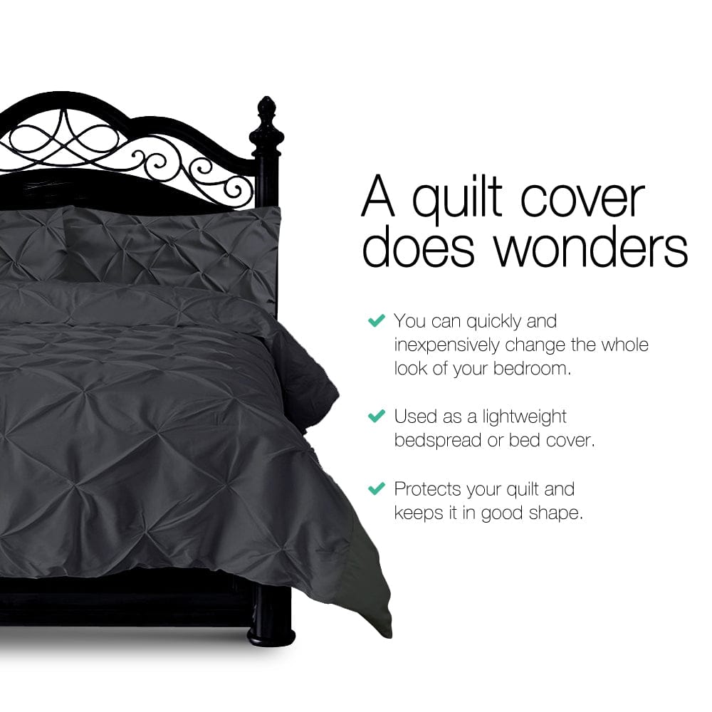 Giselle Home & Garden > Bedding > Duvet Covers Giselle Bedding Quilt Cover Set Diamond Pinch Black Queen