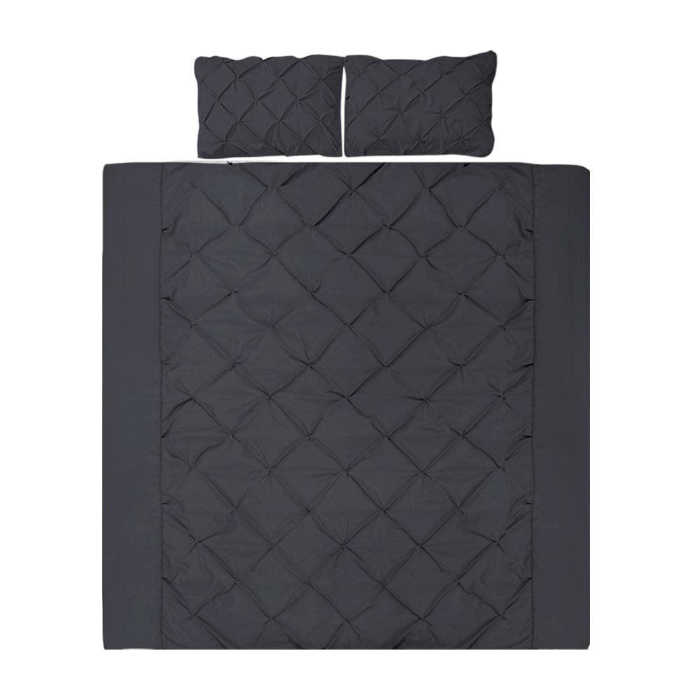 Giselle Home & Garden > Bedding > Duvet Covers Giselle Bedding Quilt Cover Set Diamond Pinch Black Queen