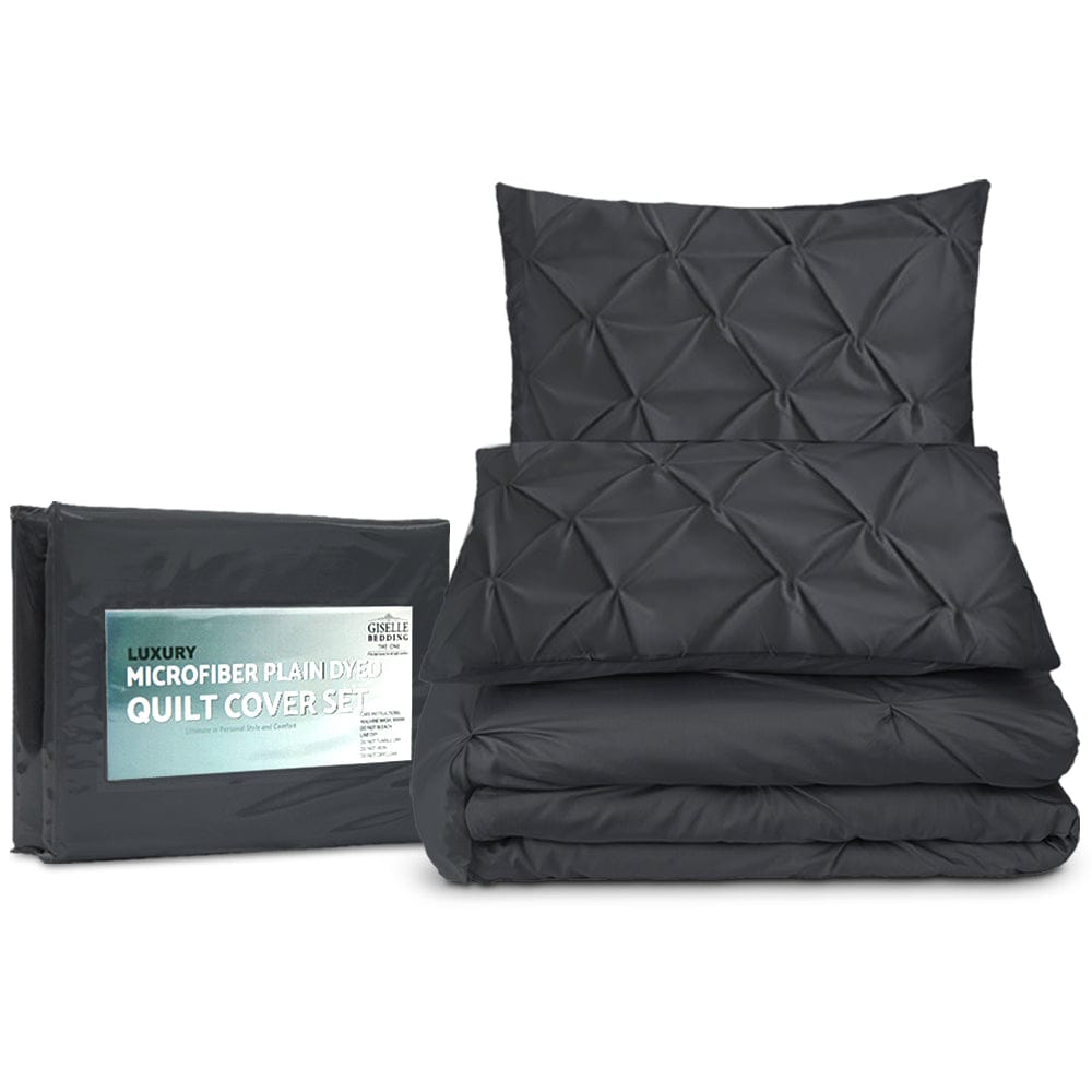 Giselle Home & Garden > Bedding > Duvet Covers Giselle Bedding Quilt Cover Set Diamond Pinch Black Queen