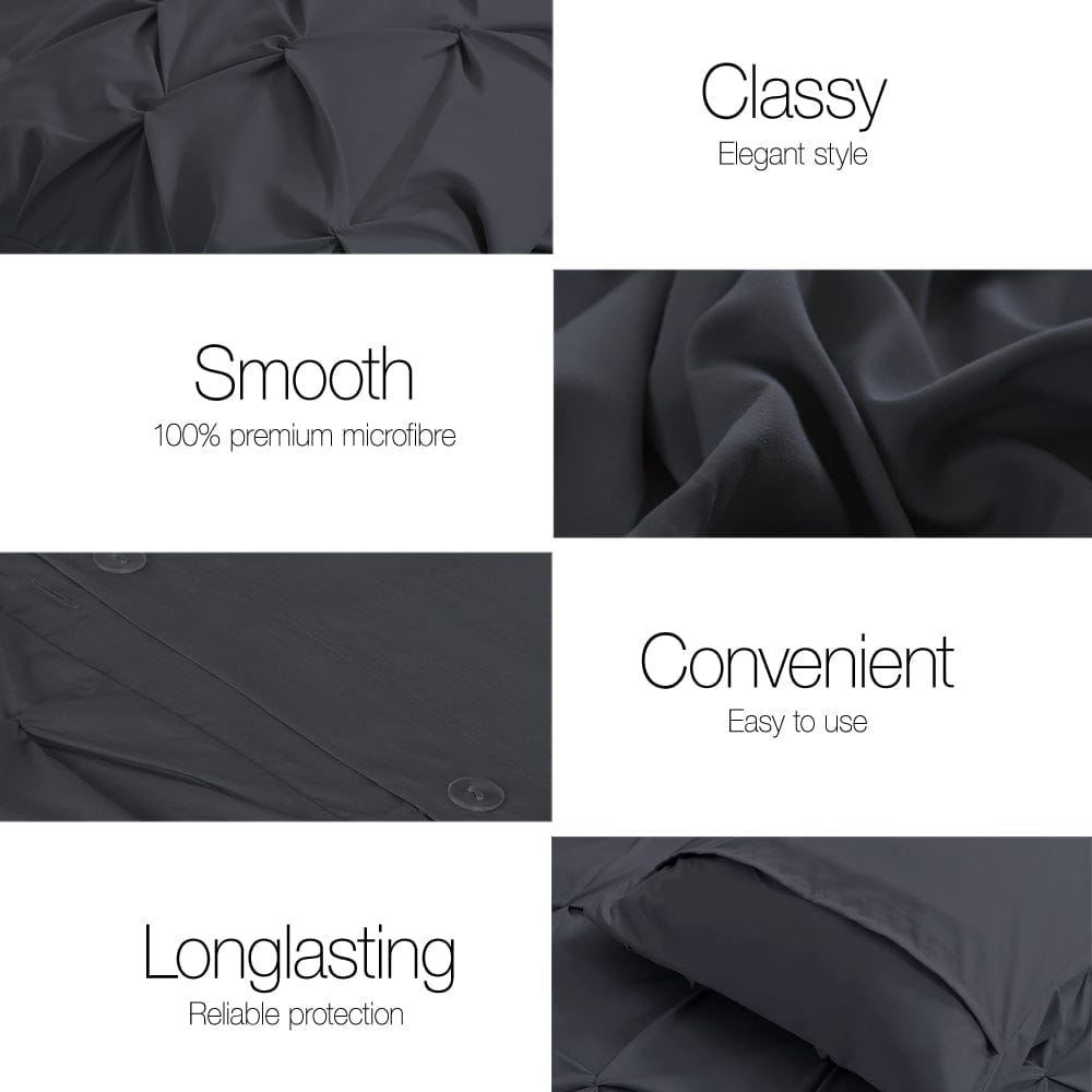 Giselle Home & Garden > Bedding > Duvet Covers Giselle Bedding Quilt Cover Set Diamond Pinch Black Queen