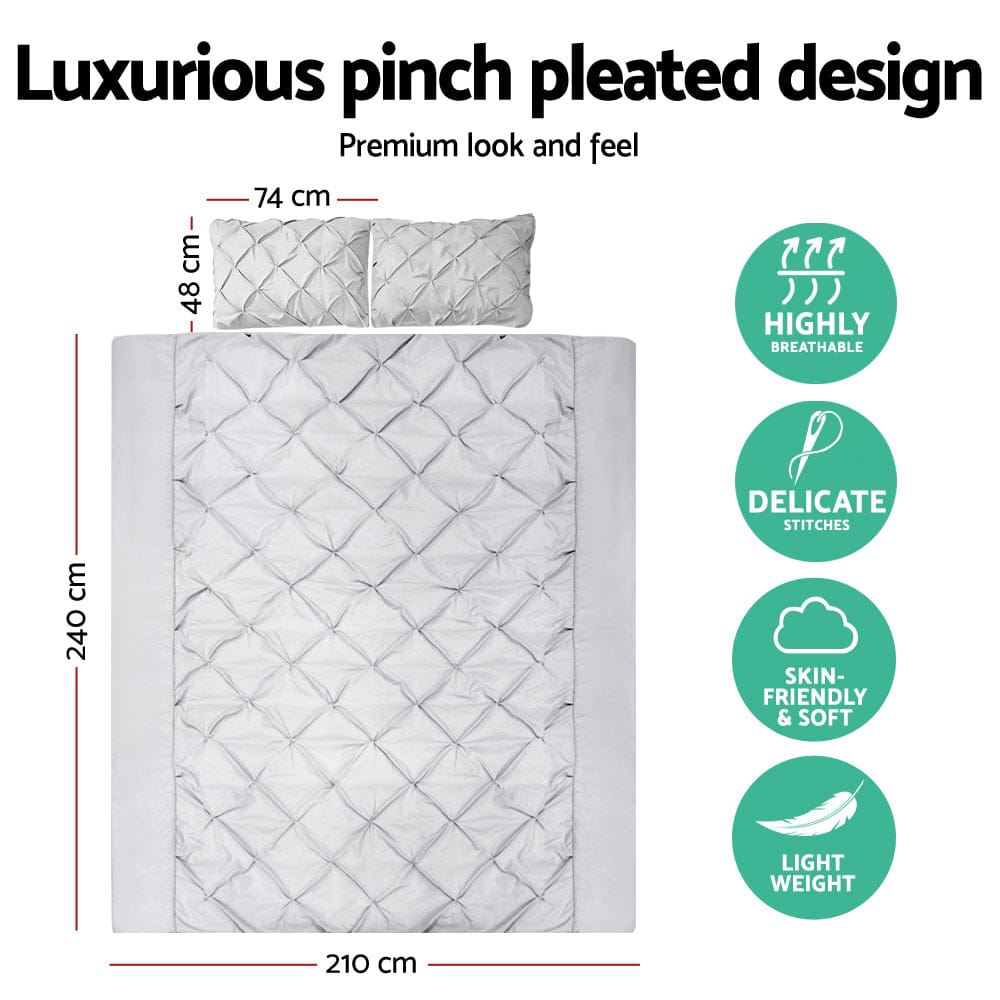 Giselle Home & Garden > Bedding > Duvet Covers Giselle Bedding Quilt Cover Set Diamond Pinch Grey King