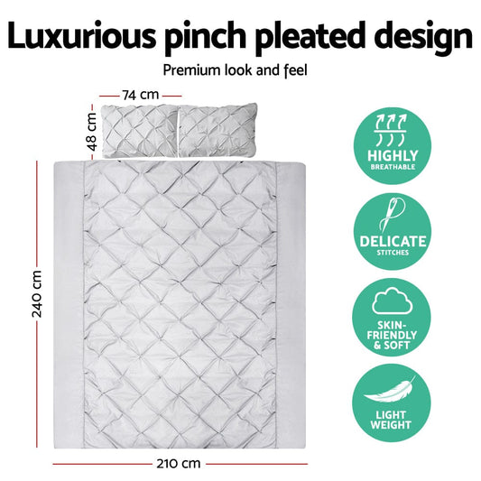 Giselle Home & Garden > Bedding > Duvet Covers Giselle Bedding Quilt Cover Set Diamond Pinch Grey King