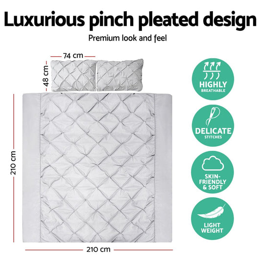 Giselle Home & Garden > Bedding > Duvet Covers Giselle Bedding Quilt Cover Set Diamond Pinch Grey Queen