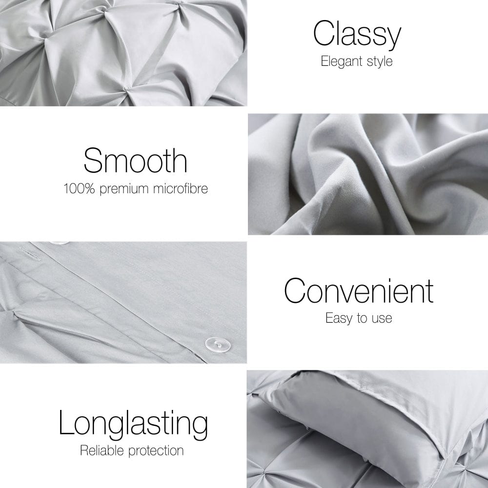 Giselle Home & Garden > Bedding > Duvet Covers Giselle Bedding Quilt Cover Set Diamond Pinch Grey Queen
