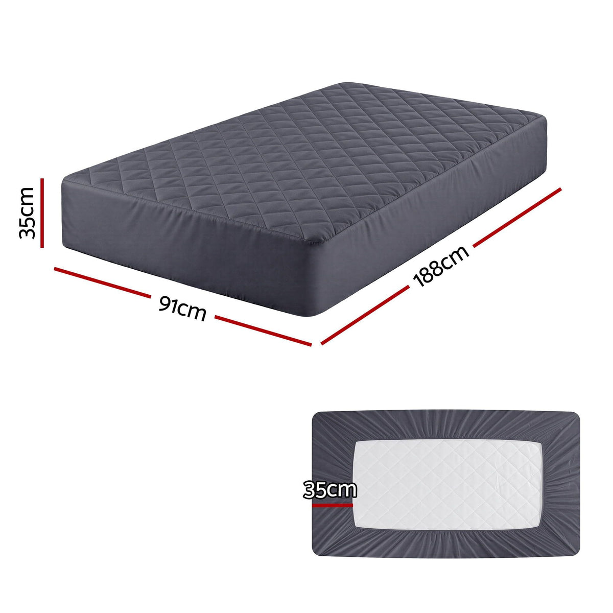 Giselle Home & Garden > Bedding > Mattress Protectors Giselle Water-Resistant Mattress Protector Microfiber 35cm 360° Fit Single