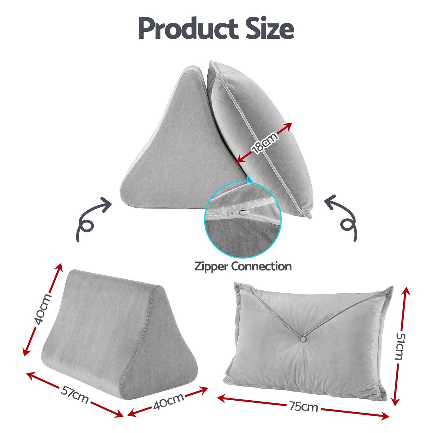 Giselle Home & Garden > Bedding > Pillows Giselle Bedding Back Pillow for Sitting in Bed, No-Collapse 25D High-Density Base, Ergonomic Lumbar Support Pillow for Gaming, Nursing & Floor Tatami, 90% Shredded Sponge Cushion with Washable Velvet Cover