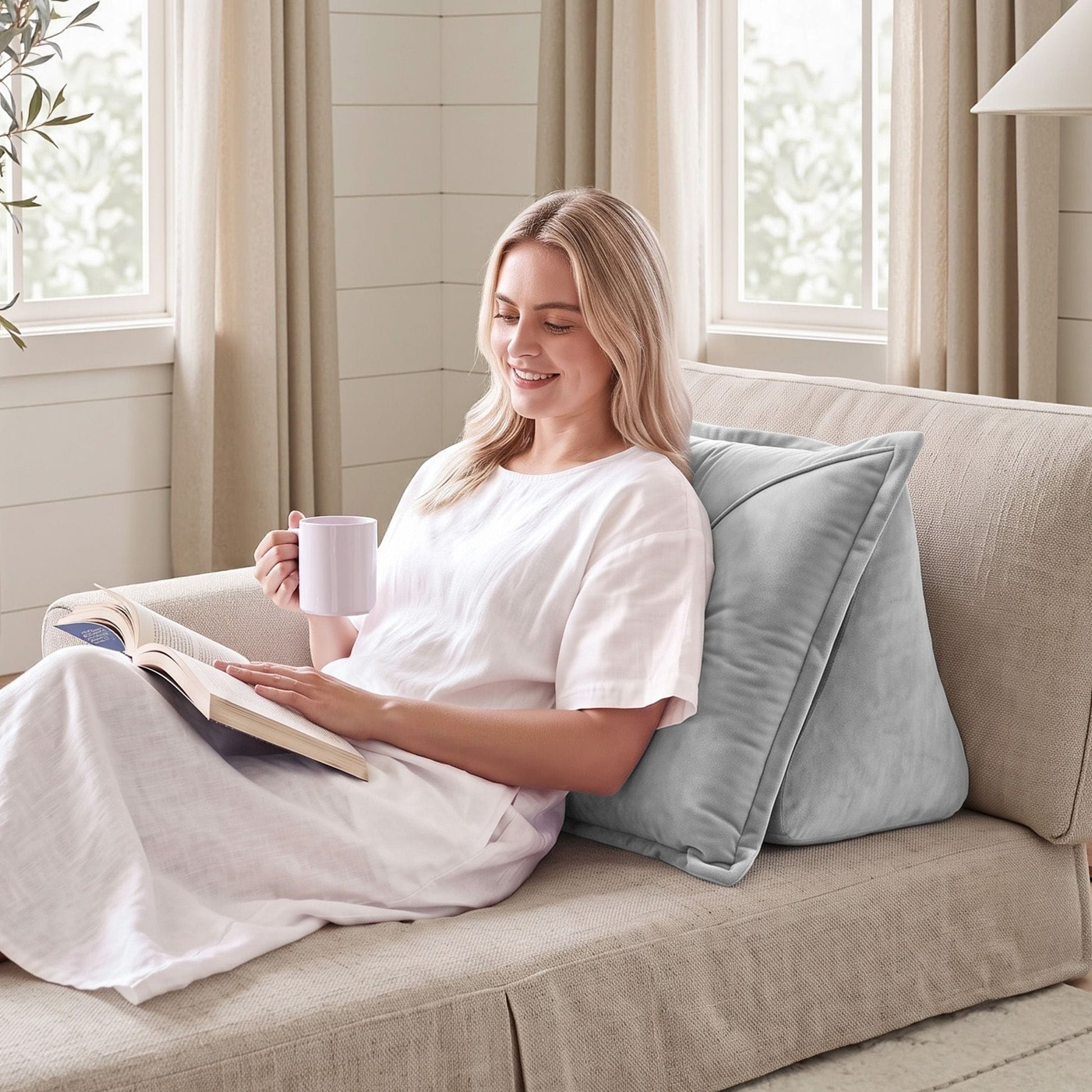 Giselle Home & Garden > Bedding > Pillows Giselle Bedding Back Pillow for Sitting in Bed, No-Collapse 25D High-Density Base, Ergonomic Lumbar Support Pillow for Gaming, Nursing & Floor Tatami, 90% Shredded Sponge Cushion with Washable Velvet Cover