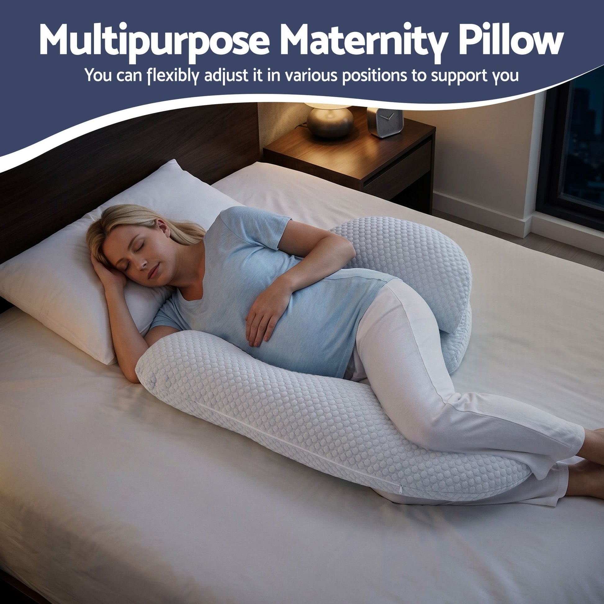 Giselle Home & Garden > Bedding > Pillows Giselle Bedding Cooling Pregnancy Pillow Adjustable Maternity Pillow for Sleeping, Body Pillows for Adults Support Back, Belly, and Hips, Blue 37x87 cm