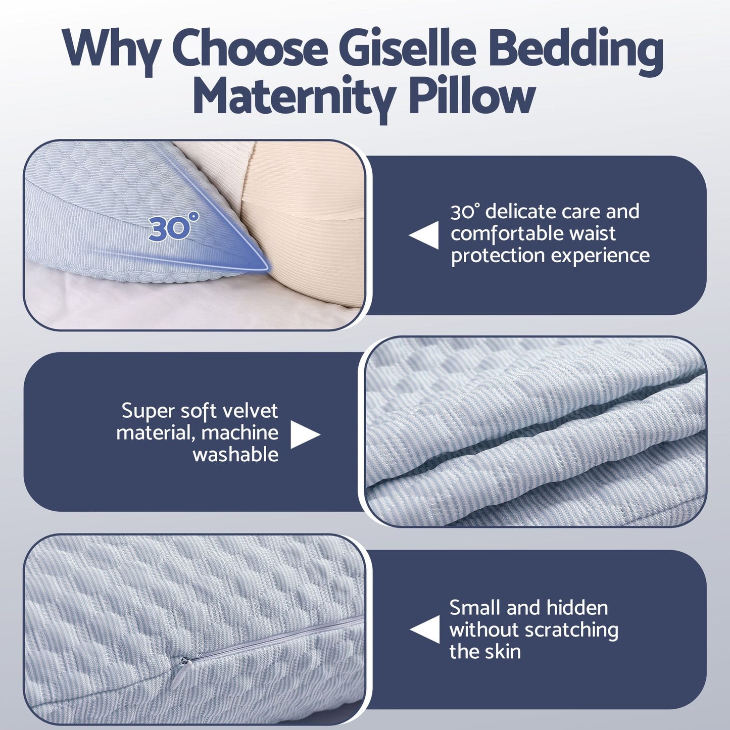 Giselle Home & Garden > Bedding > Pillows Giselle Bedding Cooling Pregnancy Pillow Adjustable Maternity Pillow for Sleeping, Body Pillows for Adults Support Back, Belly, and Hips, Blue 37x87 cm
