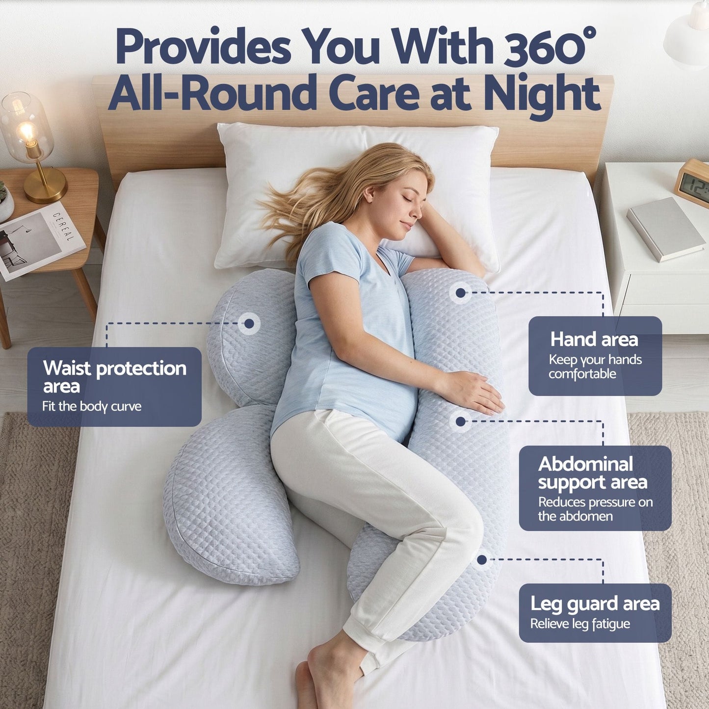 Giselle Home & Garden > Bedding > Pillows Giselle Bedding Cooling Pregnancy Pillow Adjustable Maternity Pillow for Sleeping, Body Pillows for Adults Support Back, Belly, and Hips, Blue 37x87 cm
