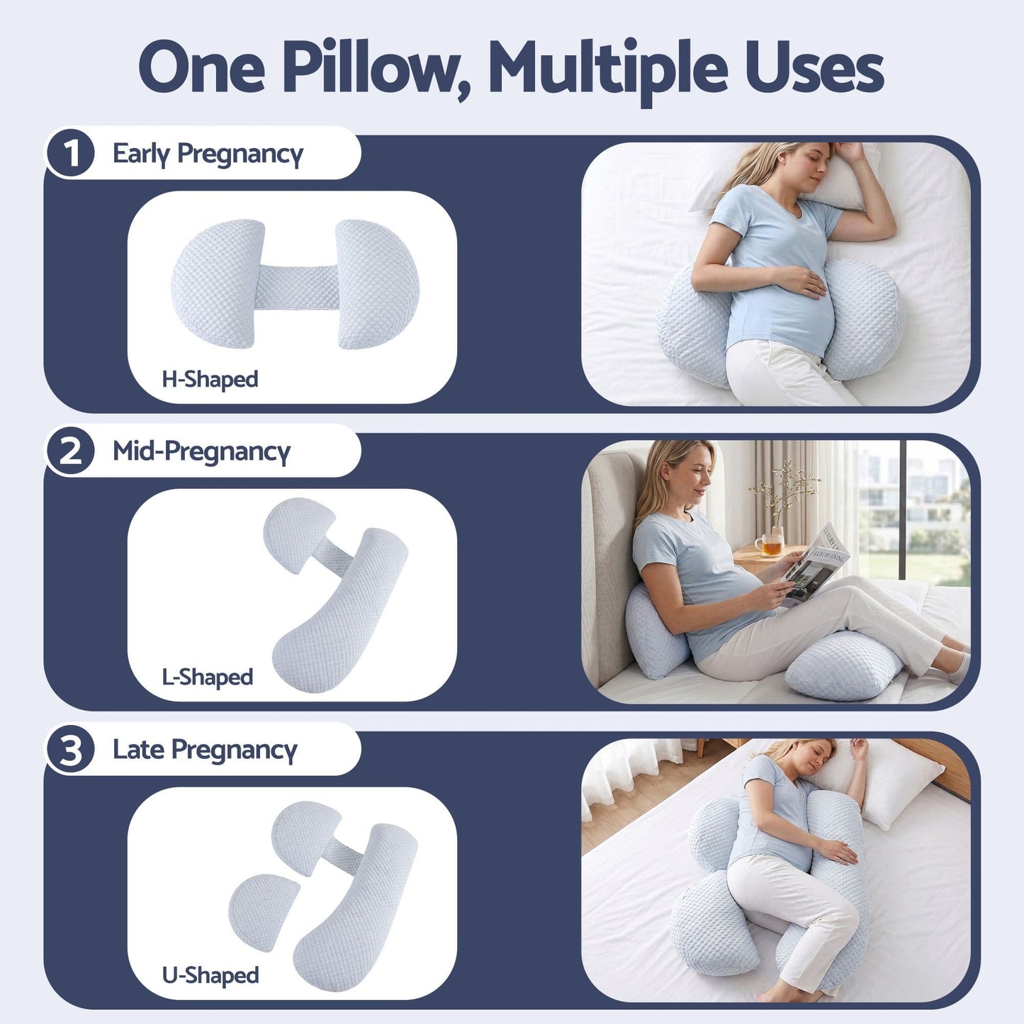 Giselle Home & Garden > Bedding > Pillows Giselle Bedding Cooling Pregnancy Pillow Adjustable Maternity Pillow for Sleeping, Body Pillows for Adults Support Back, Belly, and Hips, Blue 37x87 cm