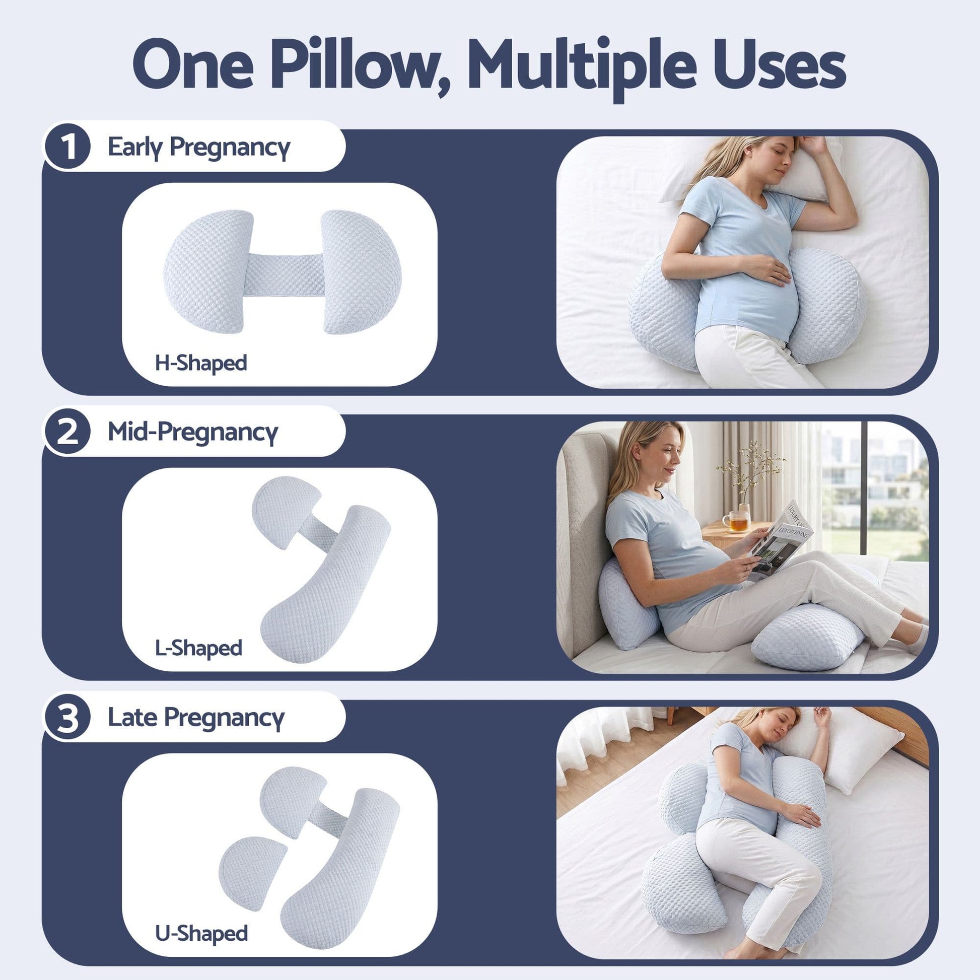 Giselle Home & Garden > Bedding > Pillows Giselle Bedding Cooling Pregnancy Pillow Adjustable Maternity Pillow for Sleeping, Body Pillows for Adults Support Back, Belly, and Hips, Blue 37x87 cm