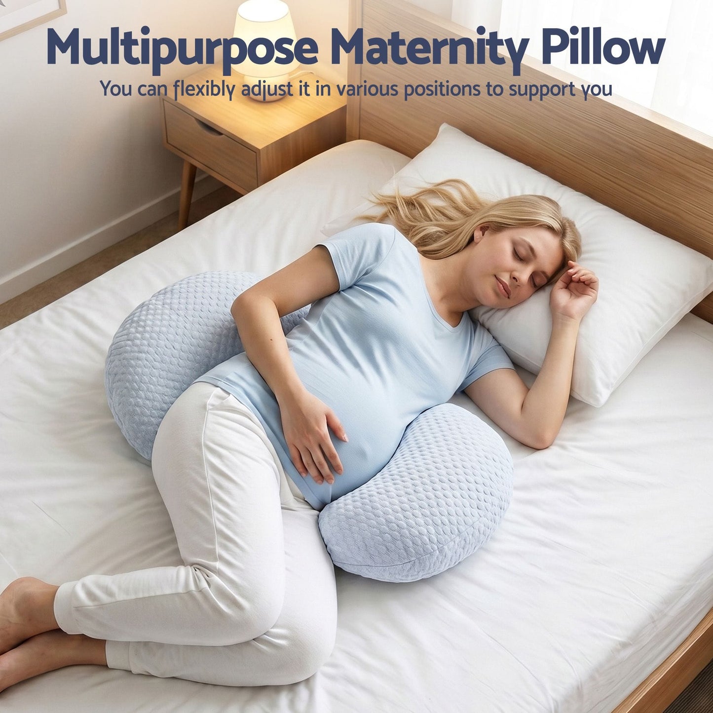 Giselle Home & Garden > Bedding > Pillows Giselle Bedding Cooling Pregnancy Pillow Adjustable Maternity Pillow for Sleeping, Body Pillows for Adults Support Back, Belly, and Hips, Blue 37x87 cm