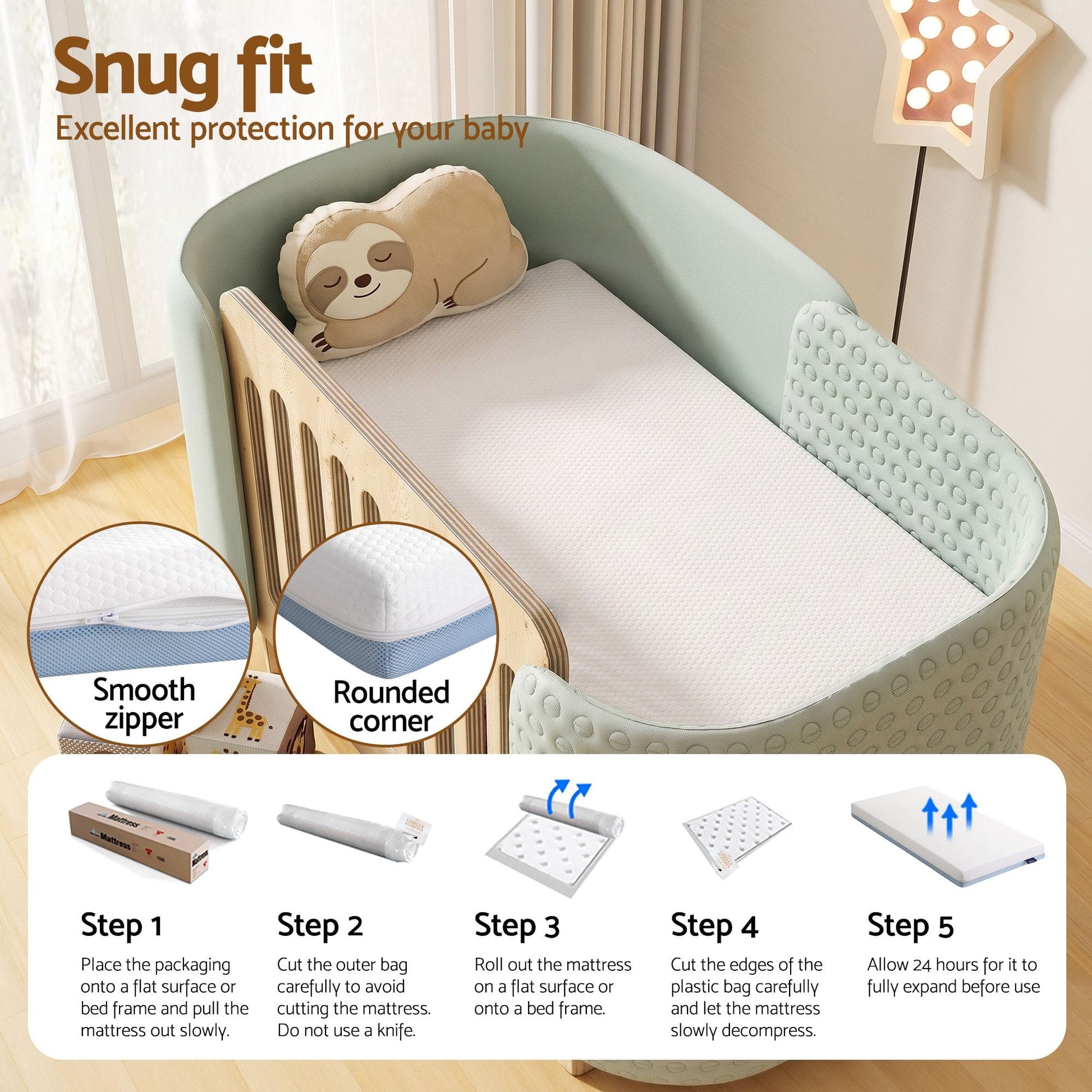 Giselle Home & Garden > Bedding > Pillows Giselle Bedding Cot Mattress, 11cm Thick Baby Mattress with Tencel Cover