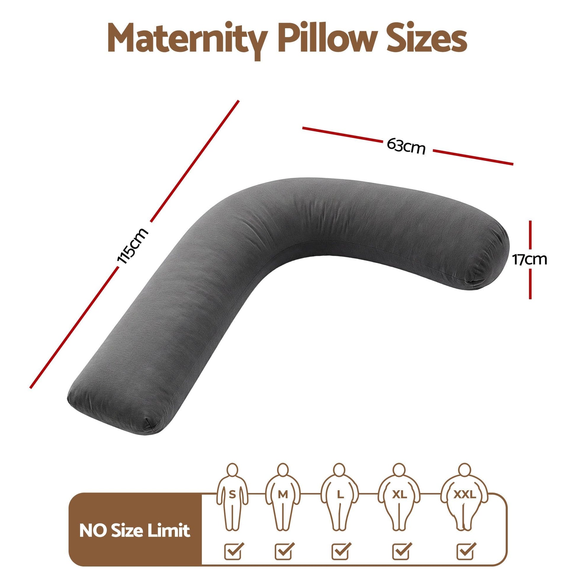Giselle Home & Garden > Bedding > Pillows Giselle Bedding Pregnancy Pillow for Side Sleeping L-Shaped Maternity Body Pillow for Women 100% Cotton Jersey Cover for Head Neck Belly Support, 63x115 cm Grey