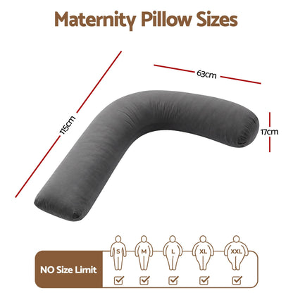 Giselle Home & Garden > Bedding > Pillows Giselle Bedding Pregnancy Pillow for Side Sleeping L-Shaped Maternity Body Pillow for Women 100% Cotton Jersey Cover for Head Neck Belly Support, 63x115 cm Grey