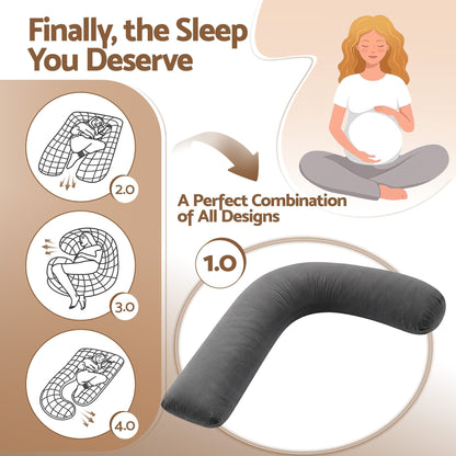 Giselle Home & Garden > Bedding > Pillows Giselle Bedding Pregnancy Pillow for Side Sleeping L-Shaped Maternity Body Pillow for Women 100% Cotton Jersey Cover for Head Neck Belly Support, 63x115 cm Grey