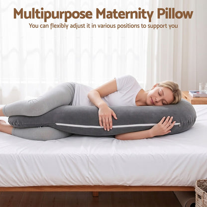 Giselle Home & Garden > Bedding > Pillows Giselle Bedding Pregnancy Pillow for Side Sleeping L-Shaped Maternity Body Pillow for Women 100% Cotton Jersey Cover for Head Neck Belly Support, 63x115 cm Grey