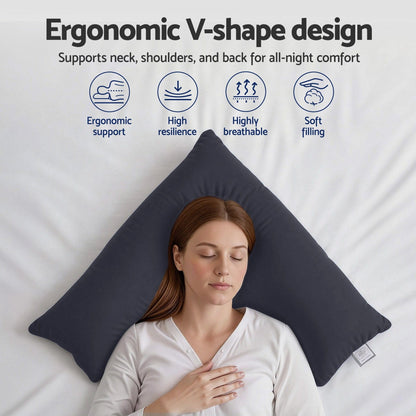 Giselle Home & Garden > Bedding > Pillows Giselle V Shape Pillow Boomerang Nursing Body Cushion Grey