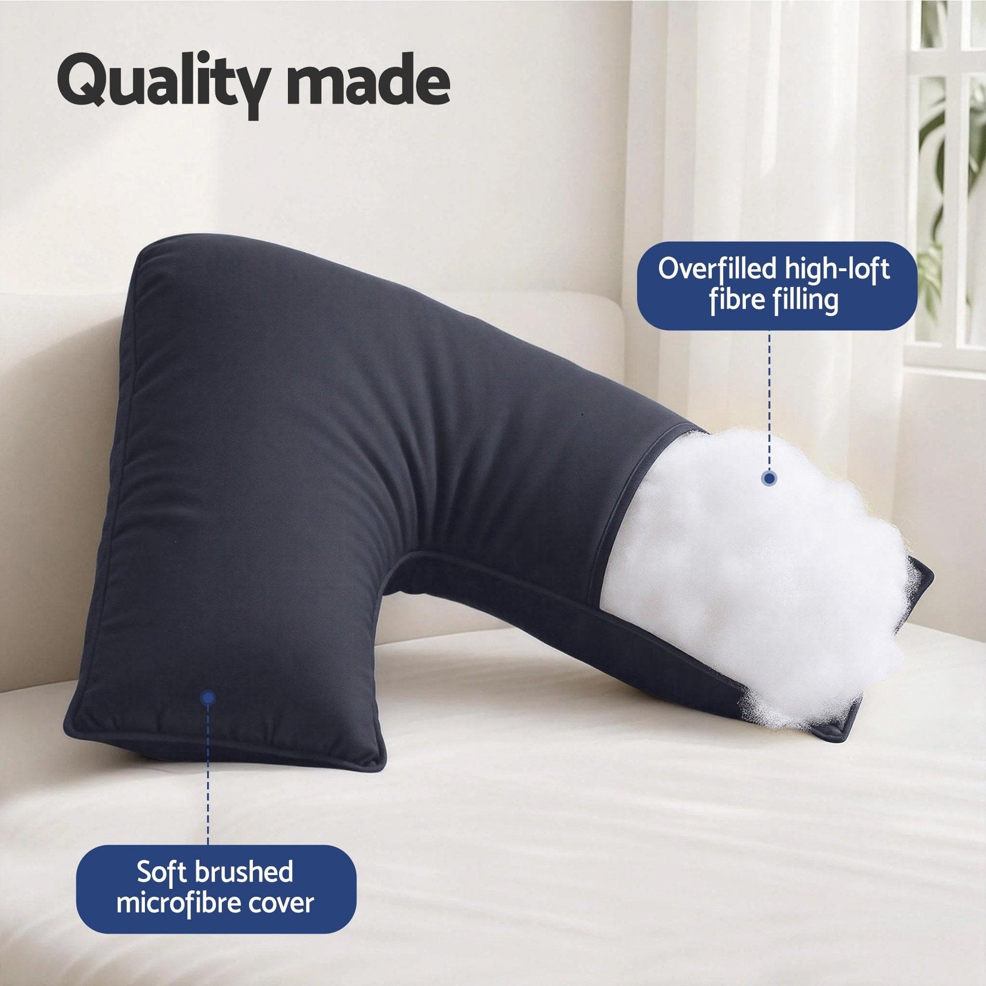 Giselle Home & Garden > Bedding > Pillows Giselle V Shape Pillow Boomerang Nursing Body Cushion Grey