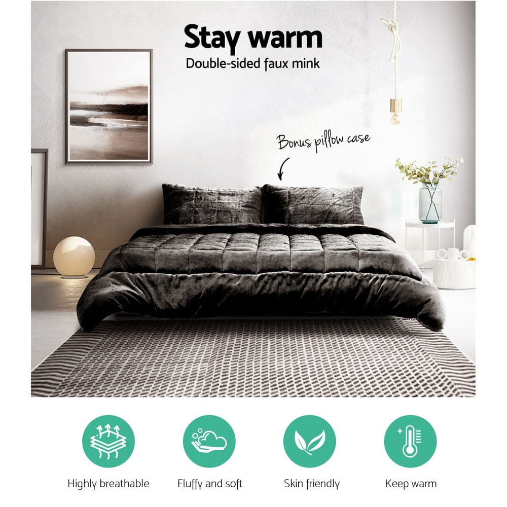 Giselle Home & Garden > Bedding > Quilts & Duvets Giselle Bedding Faux Mink Quilt Charcoal Double
