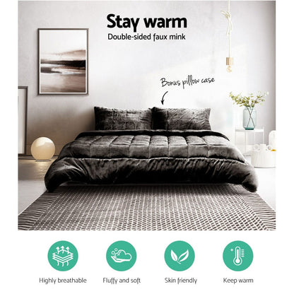 Giselle Home & Garden > Bedding > Quilts & Duvets Giselle Bedding Faux Mink Quilt Charcoal Double