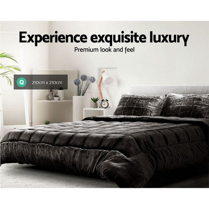Giselle Home & Garden > Bedding > Quilts & Duvets Giselle Bedding Faux Mink Quilt Charcoal Queen