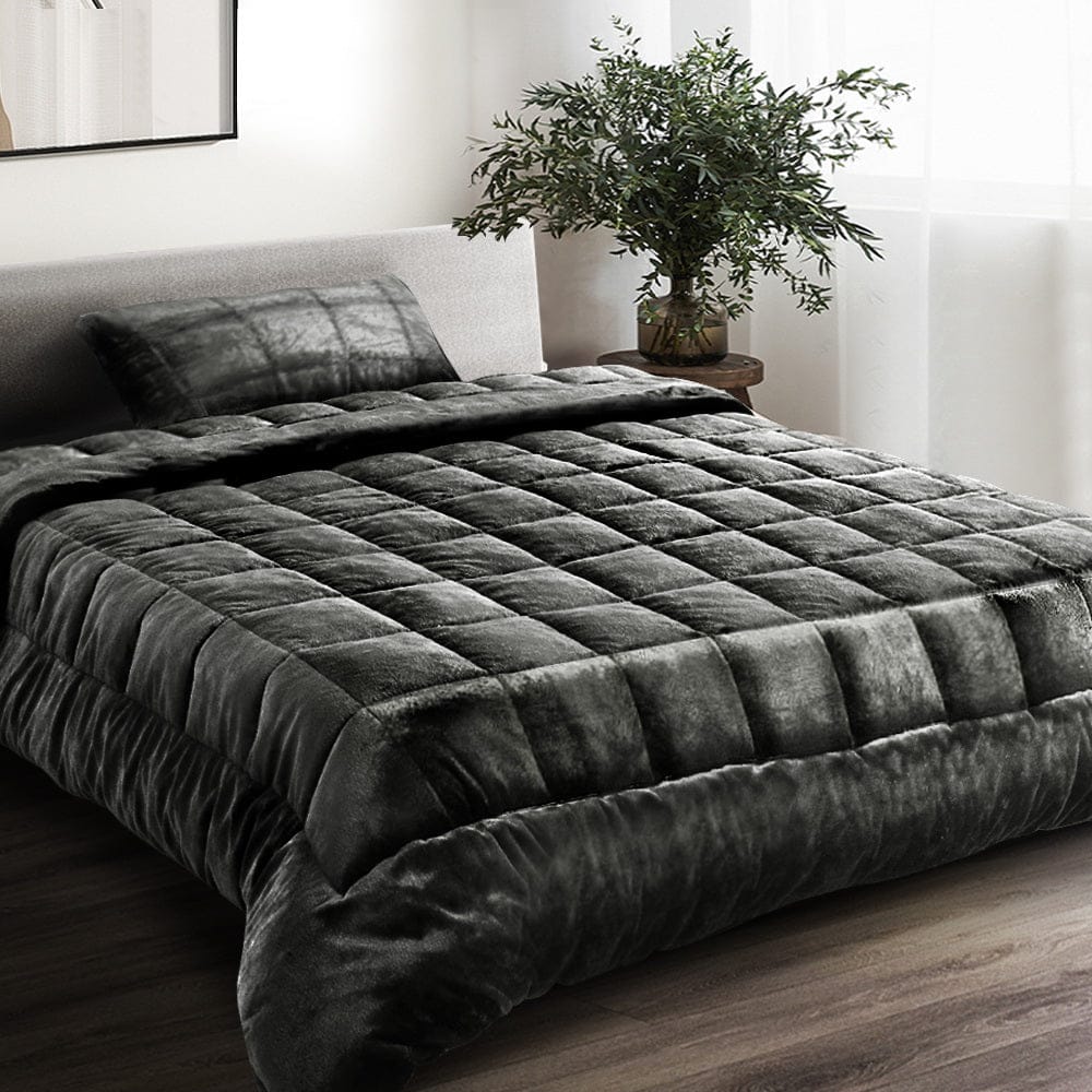 Giselle Home & Garden > Bedding > Quilts & Duvets Giselle Bedding Faux Mink Quilt Charcoal Single