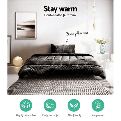 Giselle Home & Garden > Bedding > Quilts & Duvets Giselle Bedding Faux Mink Quilt Charcoal Single