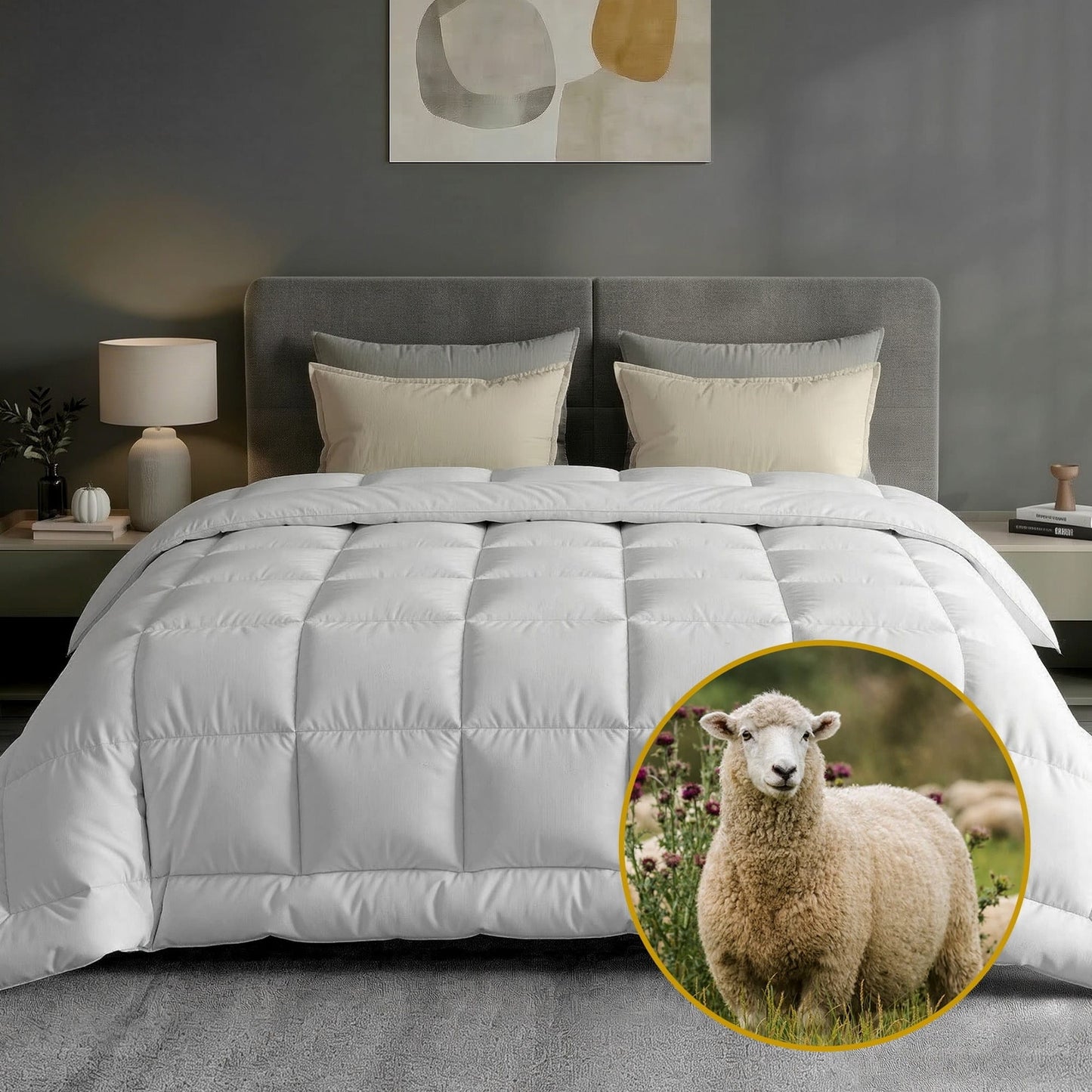 Giselle Home & Garden > Bedding > Quilts & Duvets Giselle Bedding Wool Quilt 500GSM Thick Queen Winter Doona Baffle Box Construction 100% Wool Filling