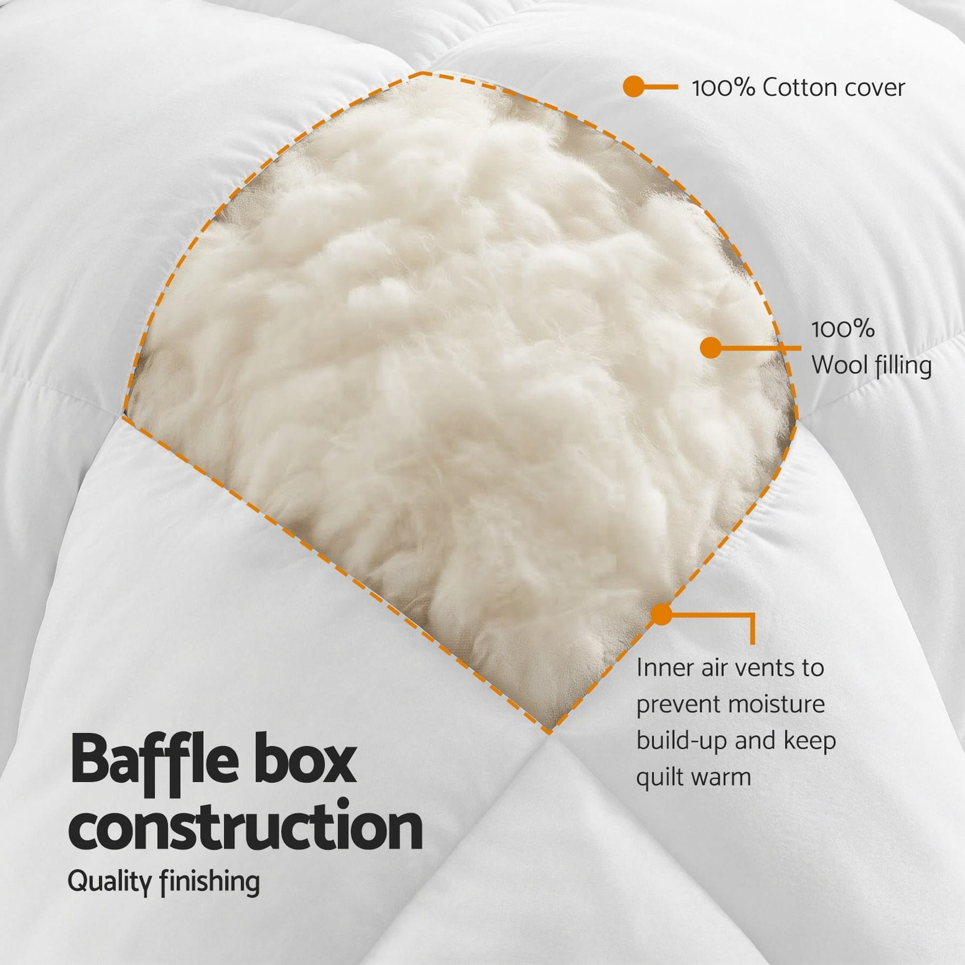 Giselle Home & Garden > Bedding > Quilts & Duvets Giselle Bedding Wool Quilt 500GSM Thick Queen Winter Doona Baffle Box Construction 100% Wool Filling