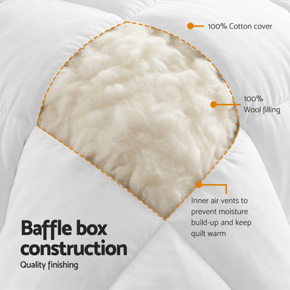 Giselle Home & Garden > Bedding > Quilts & Duvets Giselle Bedding Wool Quilt 500GSM Thick Queen Winter Doona Baffle Box Construction 100% Wool Filling