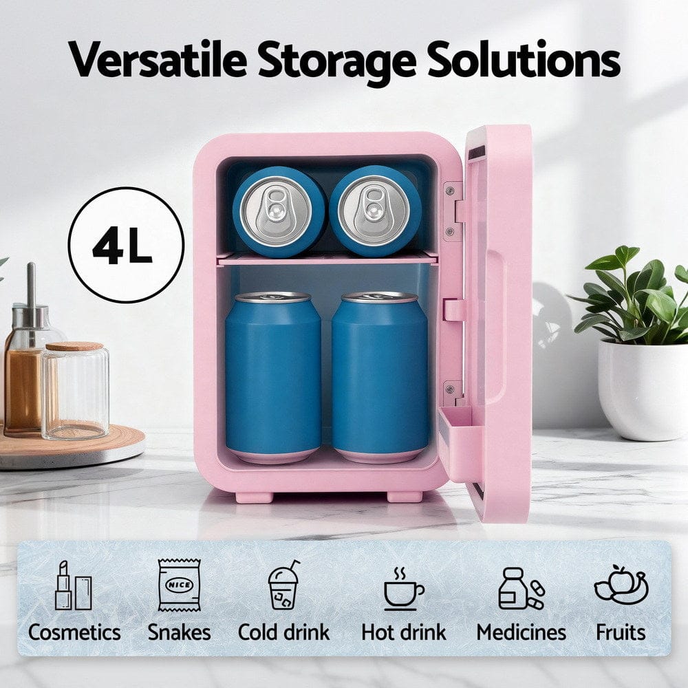Glacio Appliances > Fridges & Freezers > Fridges Glacio Mini Fridge Skincare Beauty Cooler Warmer LED Mirror 12V 220V Pink 4L