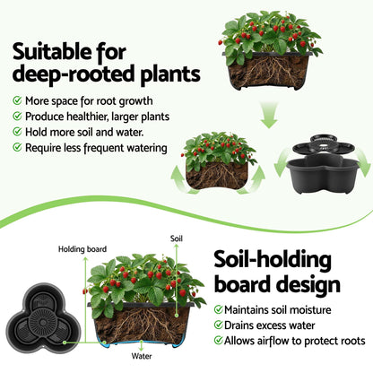 Green Fingers Home & Garden > Garden Beds > Garden Beds & Planters Green Fingers 5 Tier Vertical Garden Planter, Stackable Planters with 4 Wheels, Black, Raised Garden Bed, Garden Tower Indoor Outdoor, Auto Drainage System, for Strawberries, Herbs, Flower, Vegetables