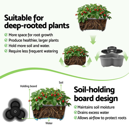 Green Fingers Home & Garden > Garden Beds > Garden Beds & Planters Green Fingers 5 Tier Vertical Garden Planter, Stackable Planters with 4 Wheels, Grey, Raised Garden Bed, Garden Tower Indoor Outdoor, Auto Drainage System, for Strawberries, Herbs, Flower, Vegetables