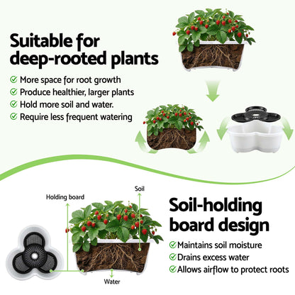 Green Fingers Home & Garden > Garden Beds > Garden Beds & Planters Green Fingers 5 Tier Vertical Garden Planter, Stackable Planters with Wheels, White, Garden Bed, Garden Tower Indoor Outdoor, Auto Drainage System, for Strawberries, Herbs, Flowers, Vegetables