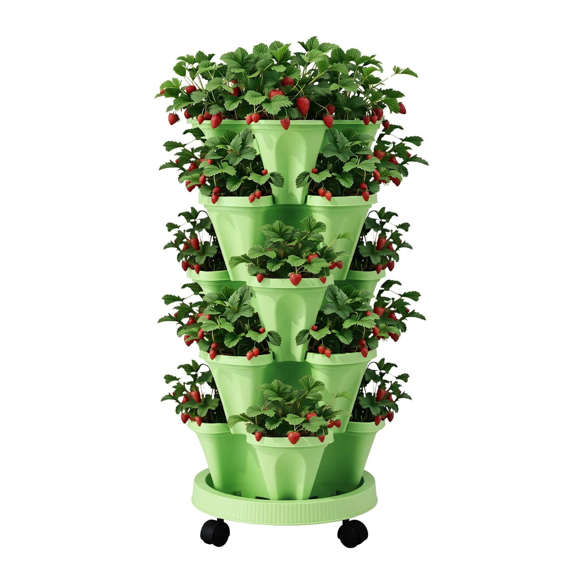 Green Fingers Home & Garden > Garden Beds > Garden Beds & Planters Green Fingers Garden Bed 5 Tier Vertical Garden Grey Strawberry Stackable Planters Herbs Light Green