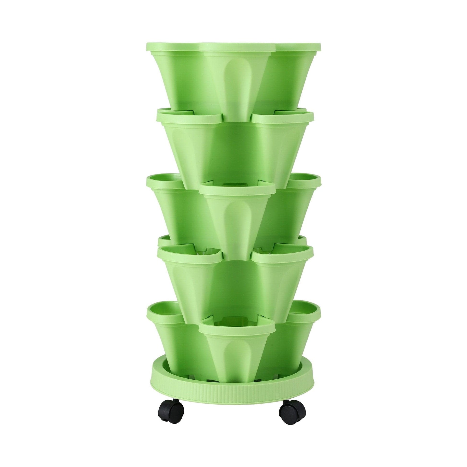 Green Fingers Home & Garden > Garden Beds > Garden Beds & Planters Green Fingers Garden Bed 5 Tier Vertical Garden Grey Strawberry Stackable Planters Herbs Light Green