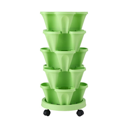 Green Fingers Home & Garden > Garden Beds > Garden Beds & Planters Green Fingers Garden Bed 5 Tier Vertical Garden Grey Strawberry Stackable Planters Herbs Light Green