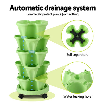 Green Fingers Home & Garden > Garden Beds > Garden Beds & Planters Green Fingers Garden Bed 5 Tier Vertical Garden Grey Strawberry Stackable Planters Herbs Light Green