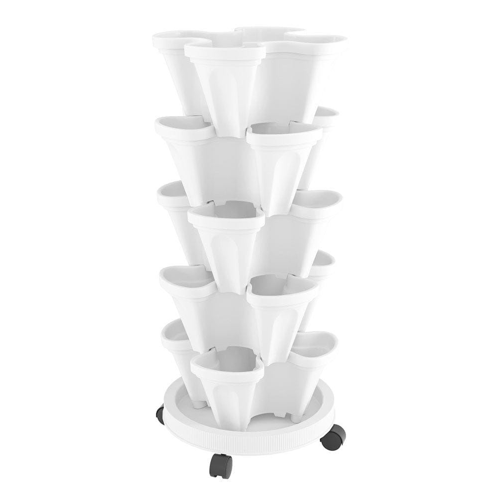 Green Fingers Home & Garden > Garden Beds > Grow Bags Green Fingers Garden Bed 5 Tier Vertical Garden Strawberry Stackable Planters Herbs Petunias