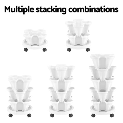 Green Fingers Home & Garden > Garden Beds > Grow Bags Green Fingers Garden Bed 5 Tier Vertical Garden Strawberry Stackable Planters Herbs Petunias