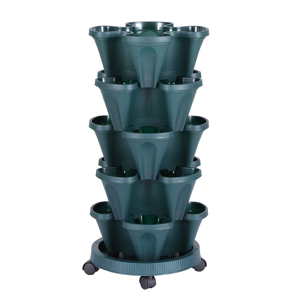 Green Fingers Home & Garden > Garden Beds > Grow Bags Green Fingers Garden Bed 5 Tier Vertical Garden Strawberry Stackable Planters Herbs Petunias