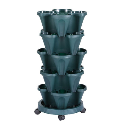 Green Fingers Home & Garden > Garden Beds > Grow Bags Green Fingers Garden Bed 5 Tier Vertical Garden Strawberry Stackable Planters Herbs Petunias