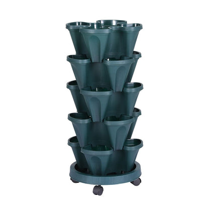 Green Fingers Home & Garden > Garden Beds > Grow Bags Green Fingers Garden Bed 5 Tier Vertical Garden Strawberry Stackable Planters Herbs Petunias