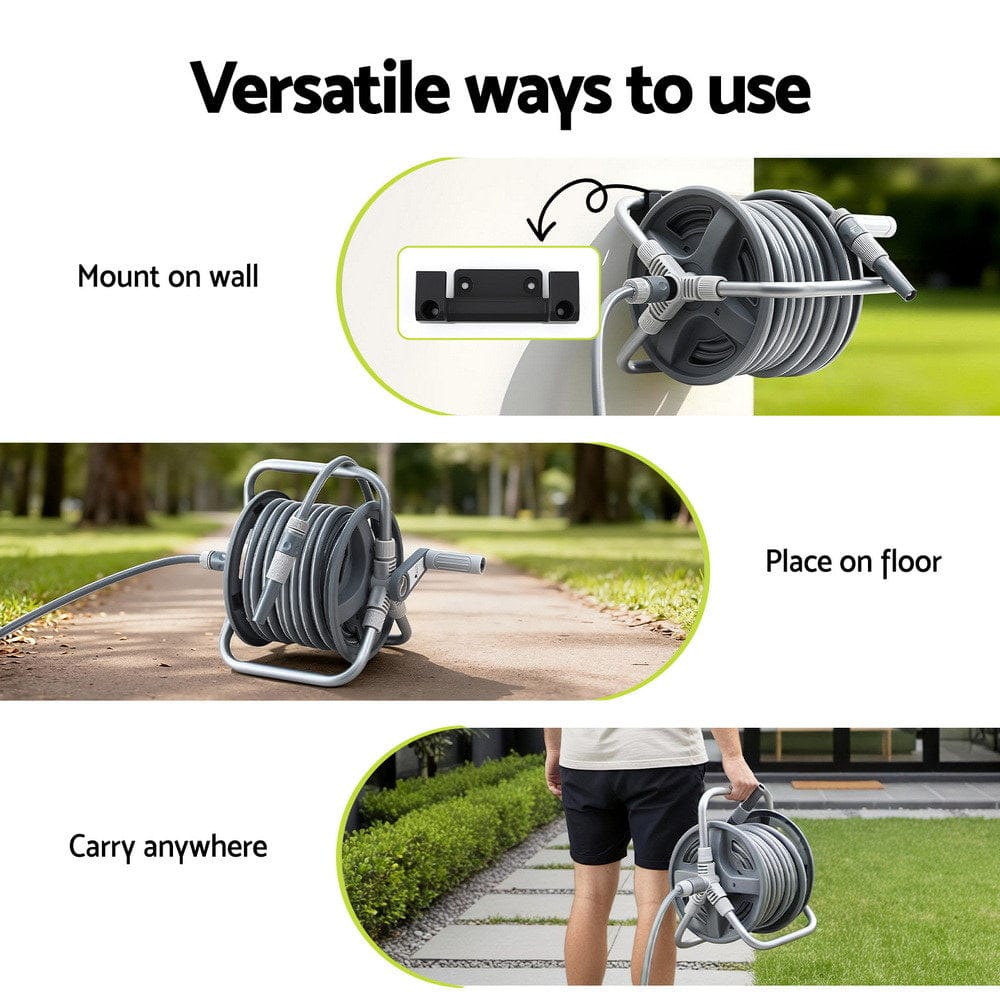 Green Fingers Home & Garden > Garden Tools > Garden Hoses Green Fingers 20m Retractable Garden Hose Reel Heavy Duty 1/2" Hose Auto Rewind